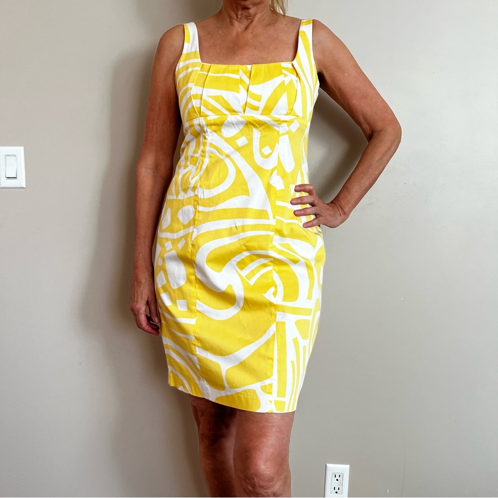 Calvin Klein Yellow and White Mini Dress